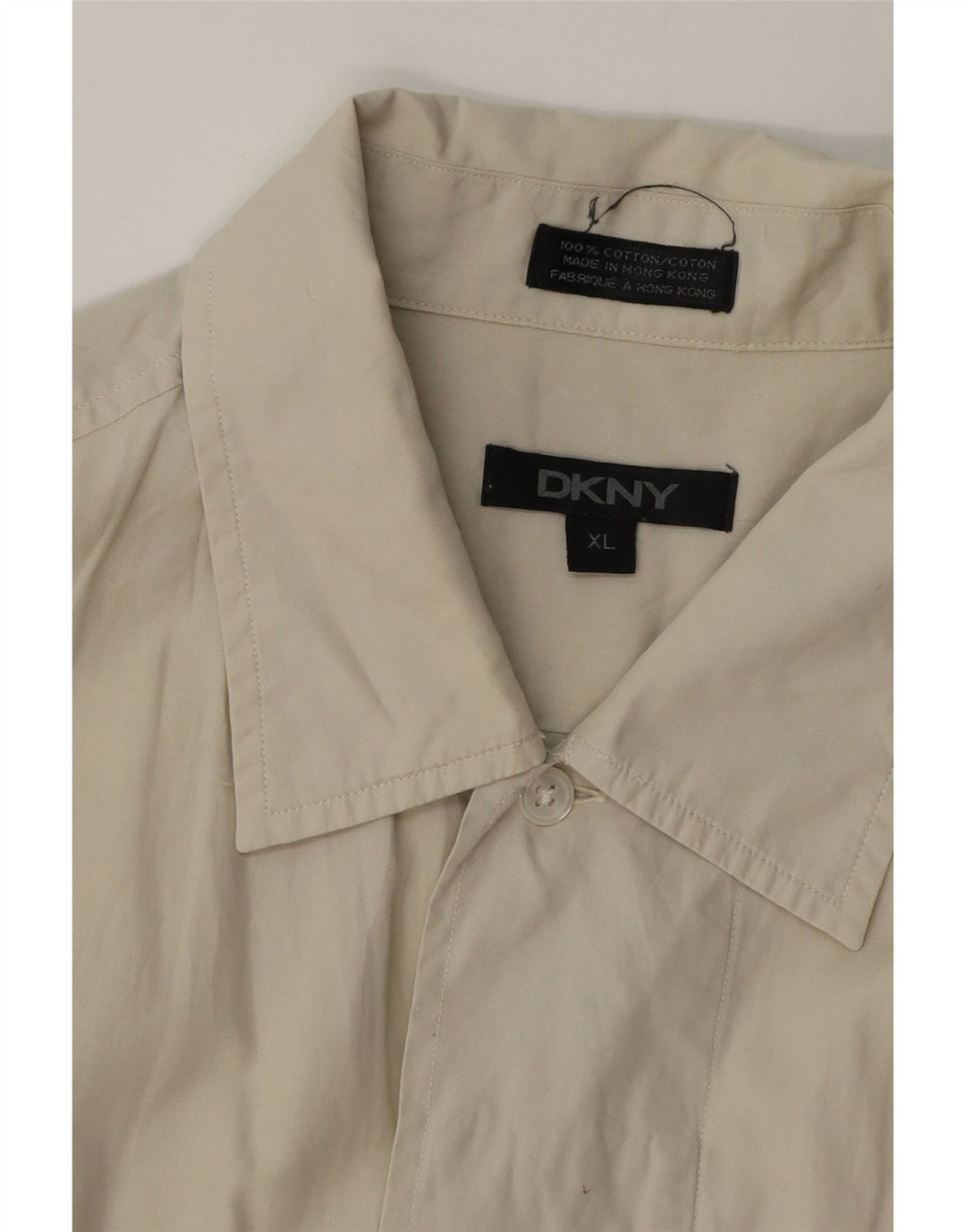 Dkny Camisa Manga Corta Hombre XL Algodón Beige