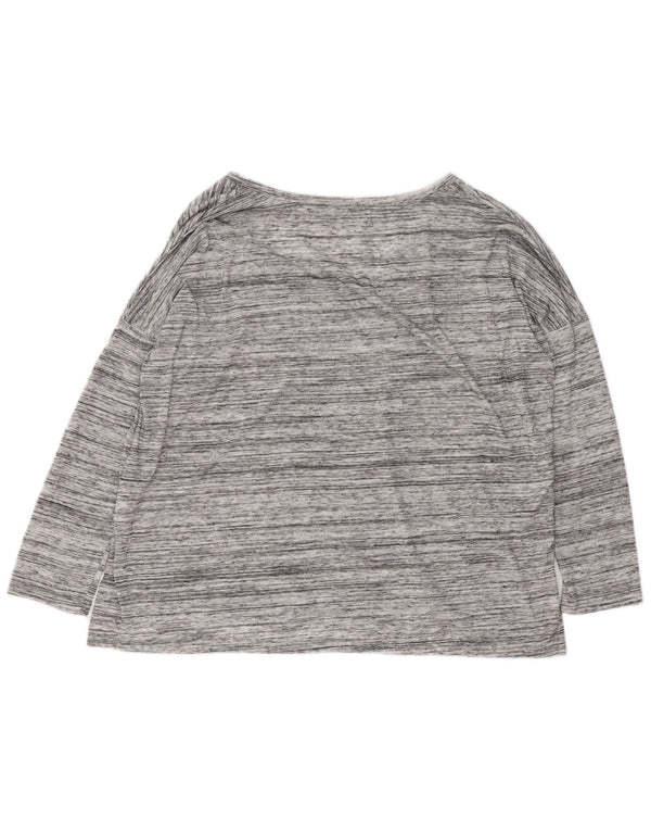 Zara Mujer Top Extragrande Manga Larga UK 44 Poliéster Moteado Gris Medio