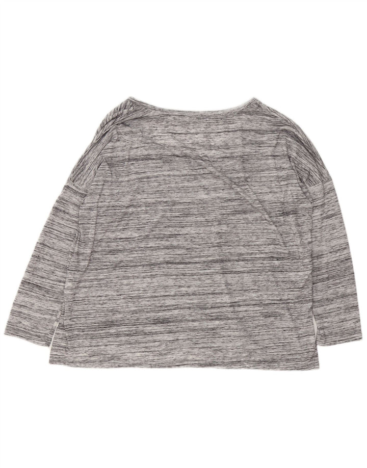 Zara Mujer Top Extragrande Manga Larga UK 44 Poliéster Moteado Gris Medio