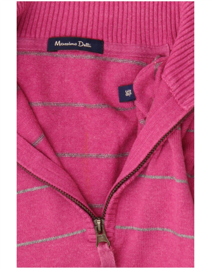 Massimo Dutti Jersey Mujer con Cremallera y Cuello EU 38 Mediano Rosa Rayas