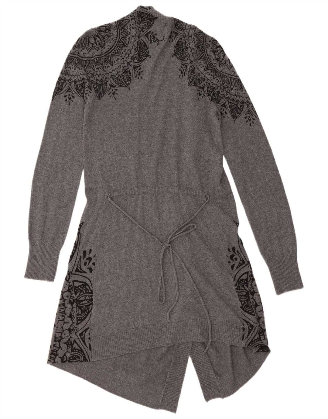 DESIGUAL Suéter tipo cárdigan abierto largo para mujer UK 40 Gris medio Floral