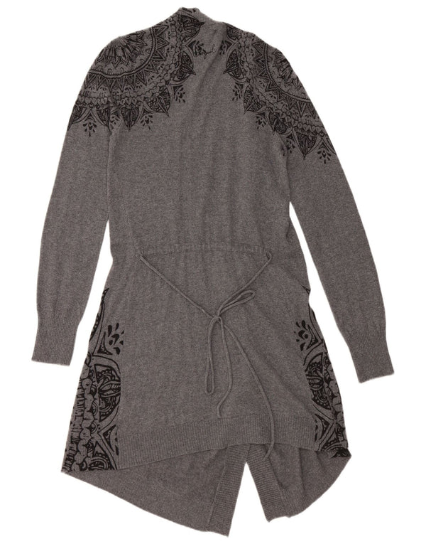 DESIGUAL Suéter tipo cárdigan abierto largo para mujer UK 40 Gris medio Floral