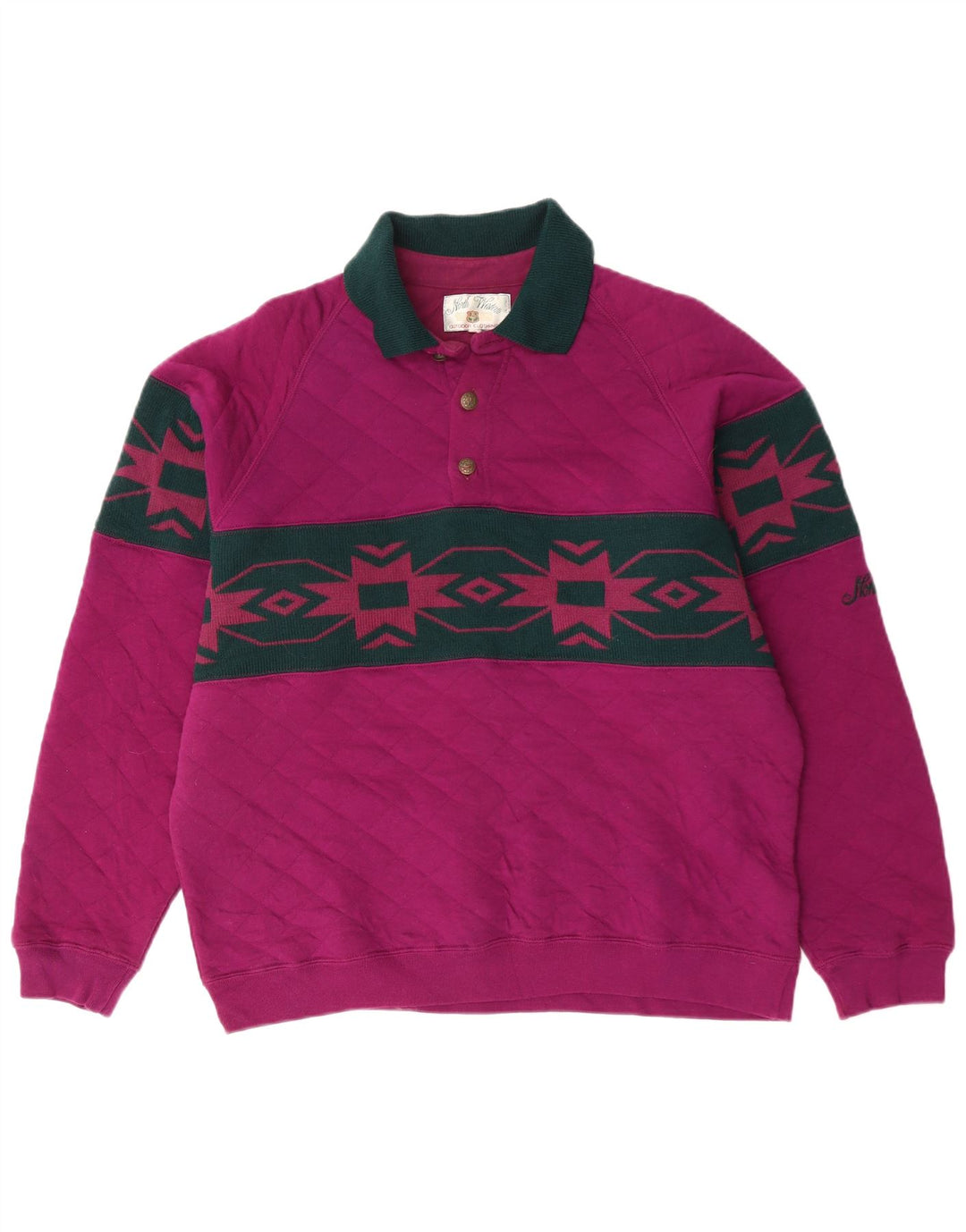 NORTH WESTERN Sudadera con cuello tipo polo para hombre, color morado medio, Fair Isle