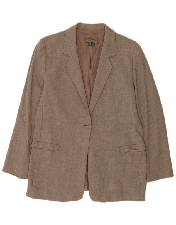 Zara Mujer Chaqueta Blazer 1 Botón EU 44 XL Lana Marrón
