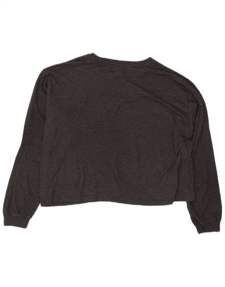 WRANGLER Top corto con gráfico para mujer, manga larga, UK 10, pequeño, gris, floral