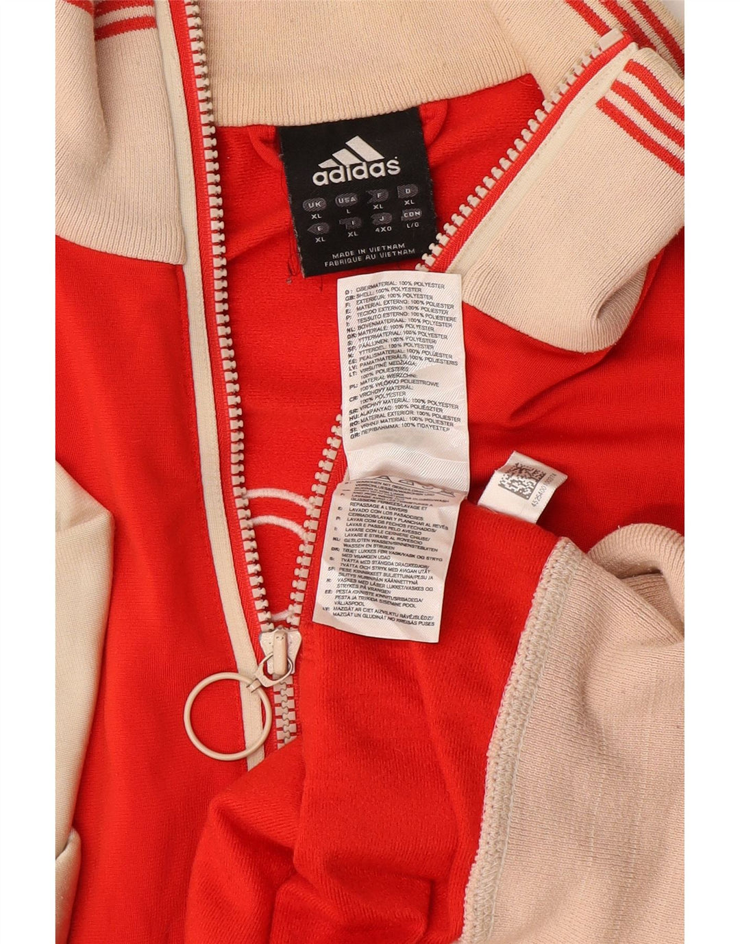 Adidas Hombre Gráfico Chándal Top Chaqueta XL Rojo Colorblock Poliéster