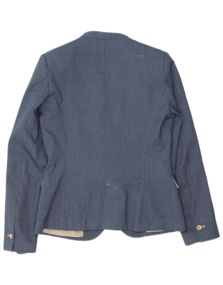 Zara Mujer Chaqueta Blazer De 1 Botón EU 38 Poliéster Azul Medio
