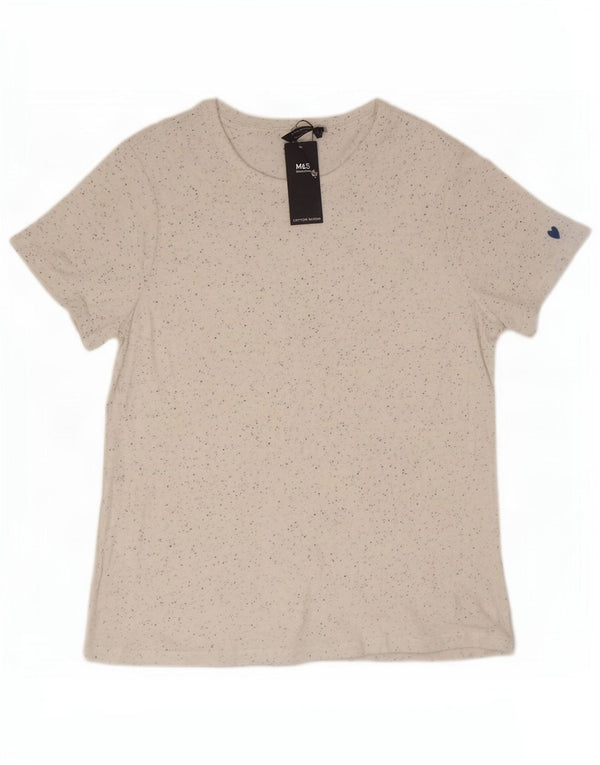 Marks & Spencer Camiseta para mujer Top UK 40 XL Viscosa moteada blanca