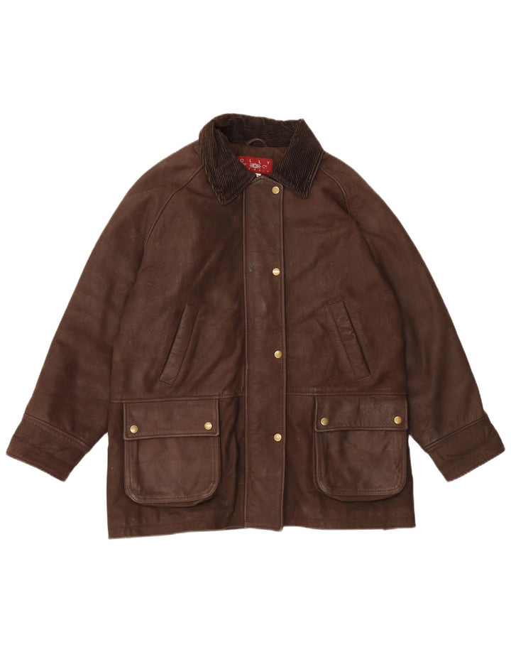Olly & Co Chaqueta de cuero extragrande para mujer UK 42 Marrón medio