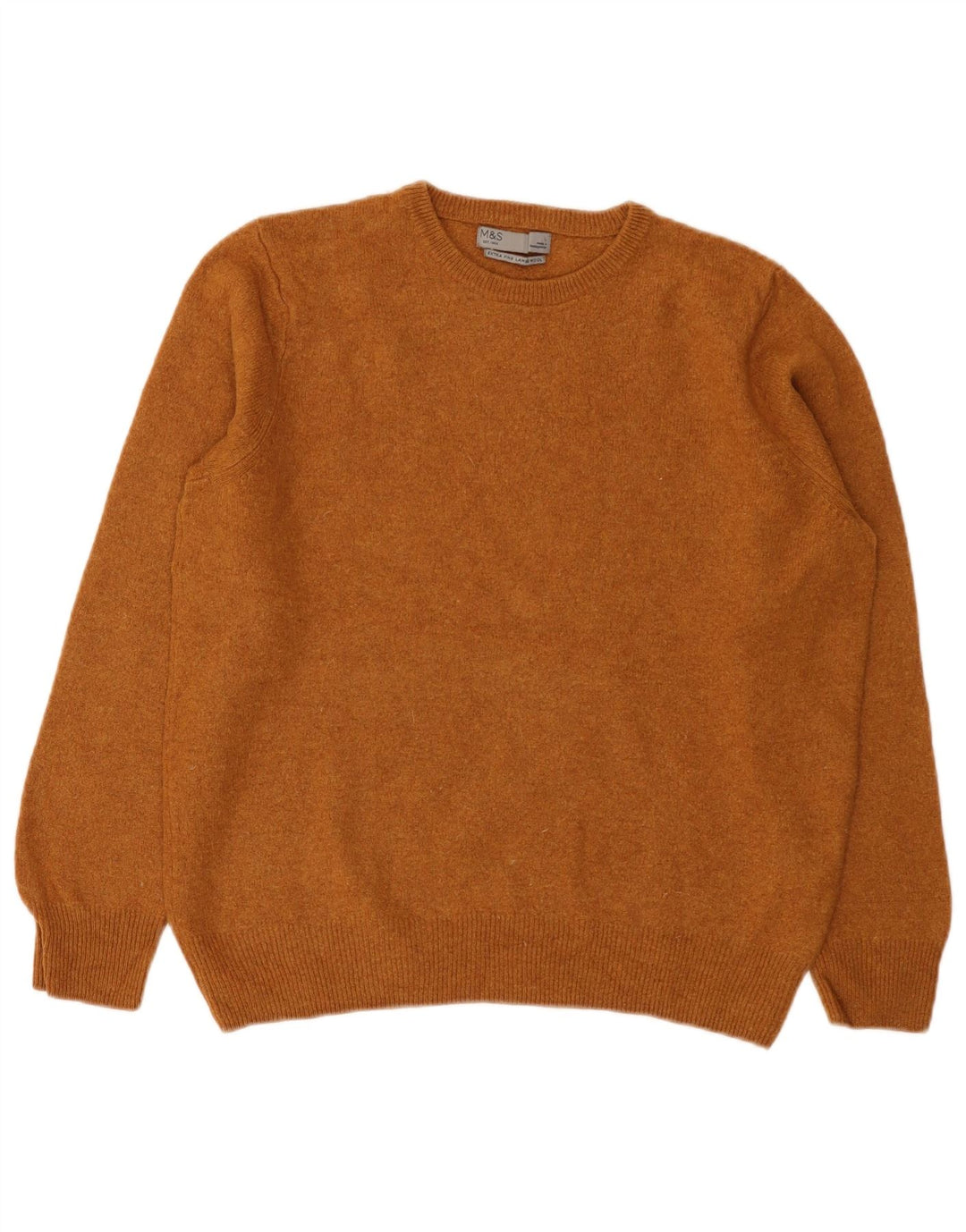 Marks & Spencer - Jersey de cuello redondo para mujer, talla 40, talla grande, lana de cordero marrón