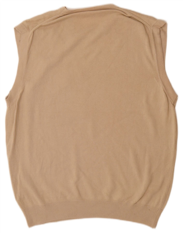 Zara Hombre Chaleco Tank Top Algodón Beige Medio