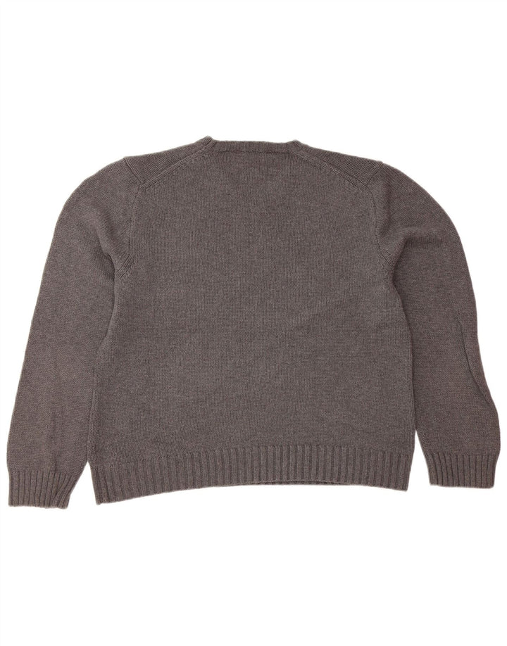 J. CREW Suéter tipo jersey de gran tamaño con cuello en V para mujer UK 10 Small Grey Cotton
