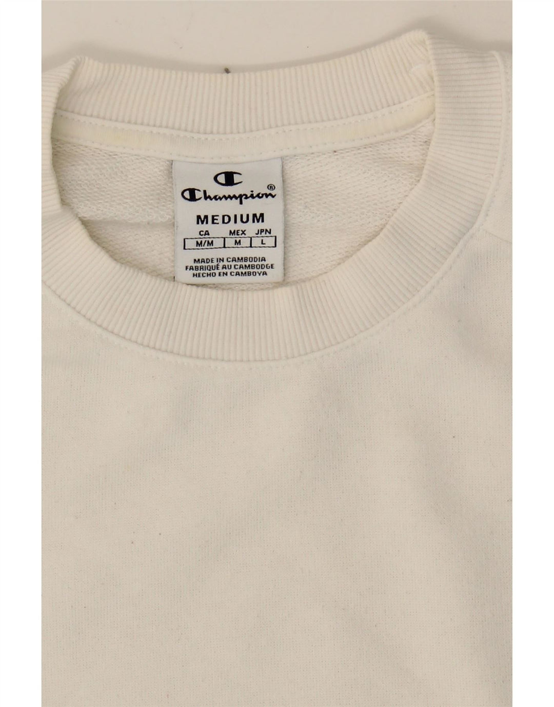 CHAMPION Womens Graphic Sweatshirt Jumper UK 14 Medium White Colourblock Vintage Champion and Second-Hand Champion from Messina Hembry 