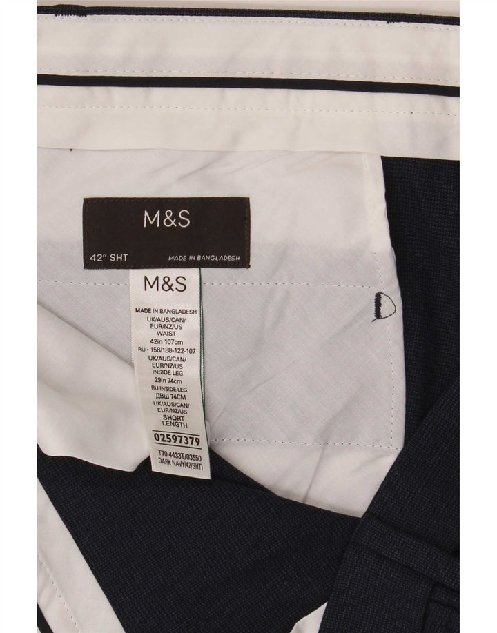 Marks & Spencer Pantalón chino para hombre W42 L29 Poliéster azul marino