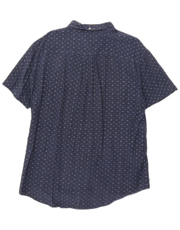 Tommy Hilfiger Camisa de manga corta Custom Fit para hombre XL Azul marino manchado