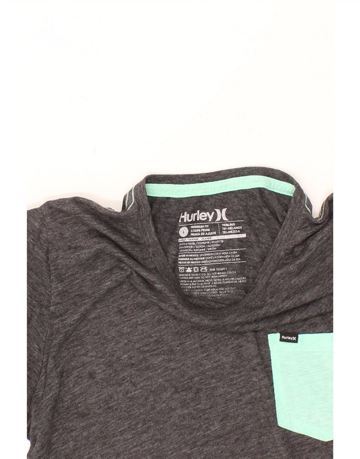 HURLEY Mens Premium Fit T-Shirt Top Large Grey Polyester Vintage Hurley and Second-Hand Hurley from Messina Hembry 