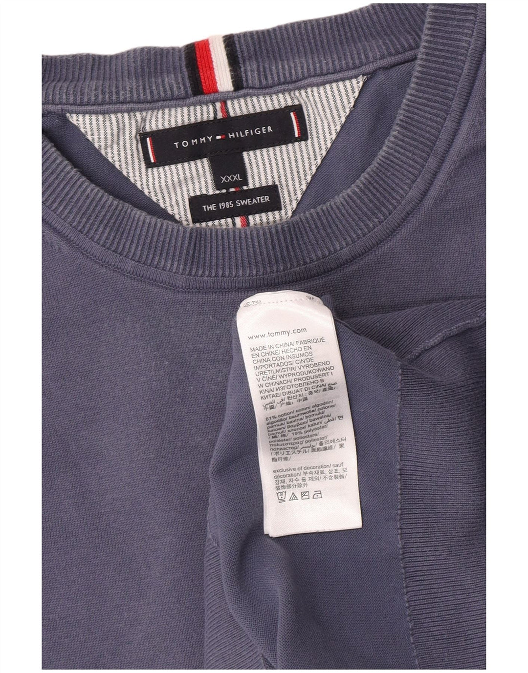 Tommy Hilfiger Sudadera para hombre Jumper 3XL Algodón azul