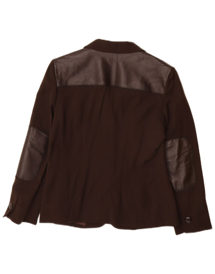 Paola Antonini Chaqueta Blazer de 2 Botones para Mujer UK 46 Grande Lana Marrón