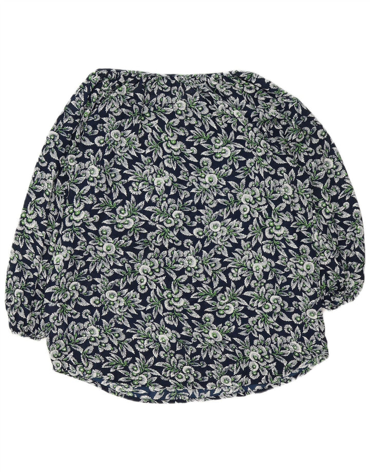 CHAPS Blusa extragrande de manga 3/4 para mujer UK 10 Small Azul marino floral