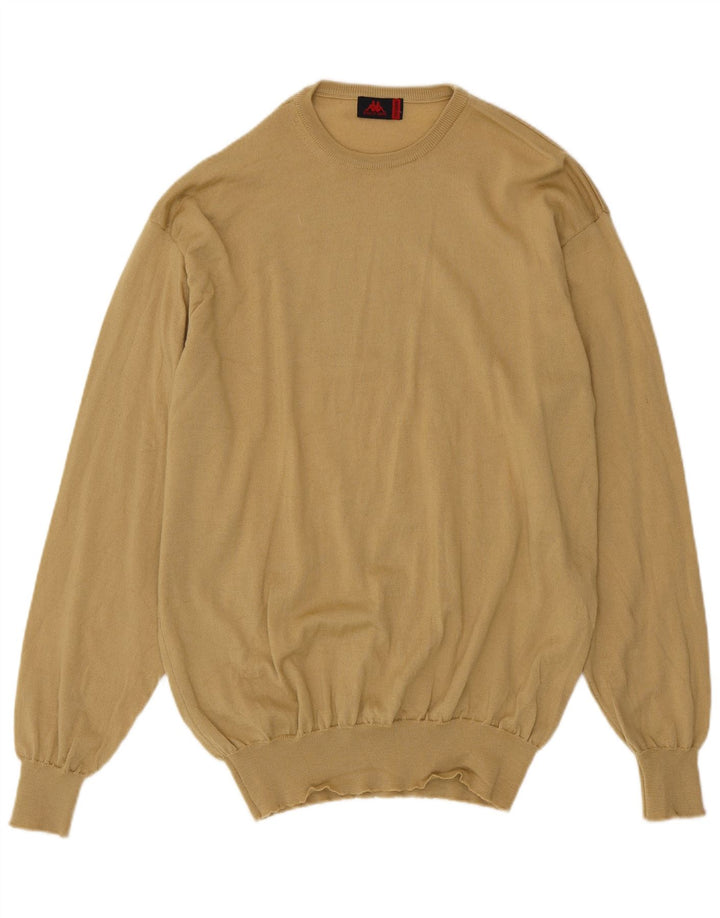 Kappa Jersey de cuello redondo para hombre, talla 2XL, lana virgen beige