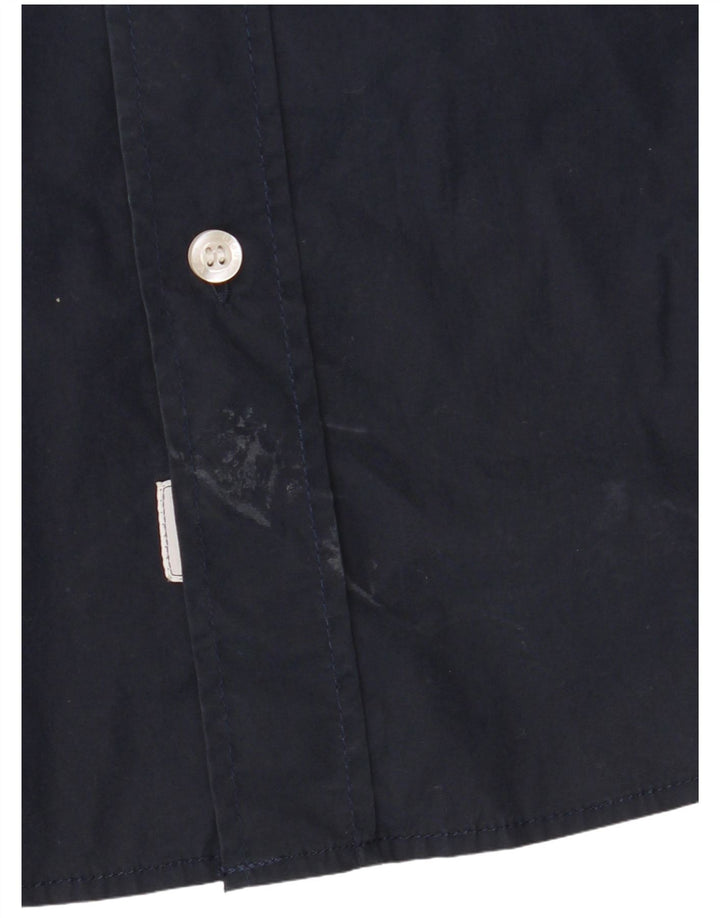 Blauer - Camisa militar para hombre, talla grande, algodón azul marino