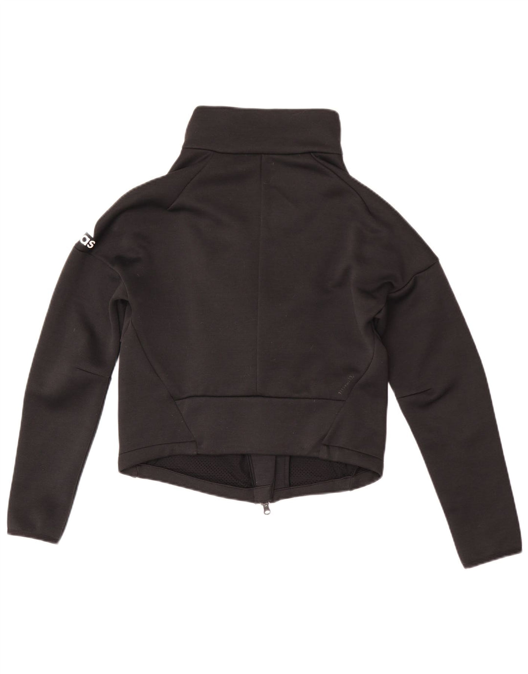 Adidas Mujer Crop Chándal Top Chaqueta Reino Unido 8/10 Pequeño Negro Poliéster