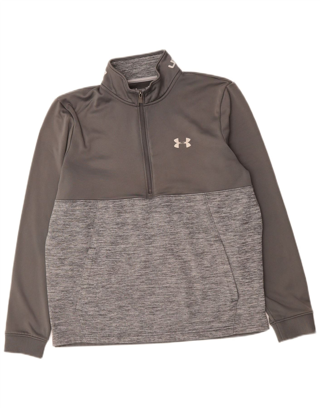 UNDER ARMOUR Mens Cold Gear Sweatshirt Jumper Medium Grey Colourblock