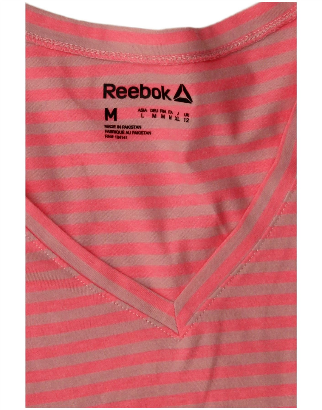 Reebok Camiseta para mujer Top UK 12 Poliéster a rayas rosa medio