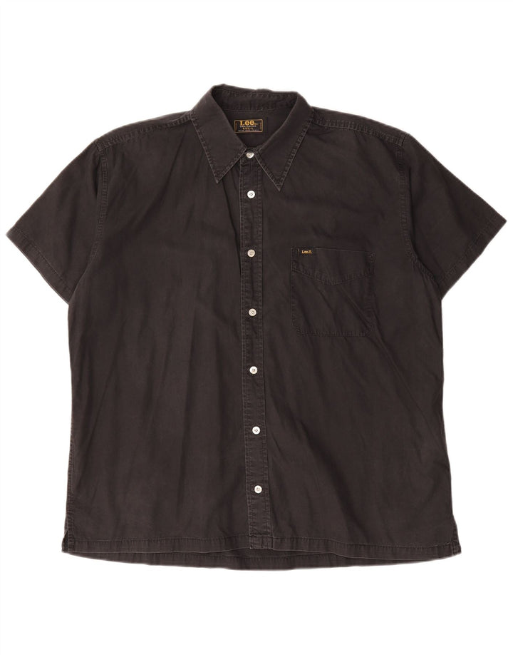 Lee - Camisa de manga corta para hombre, talla grande, algodón negro