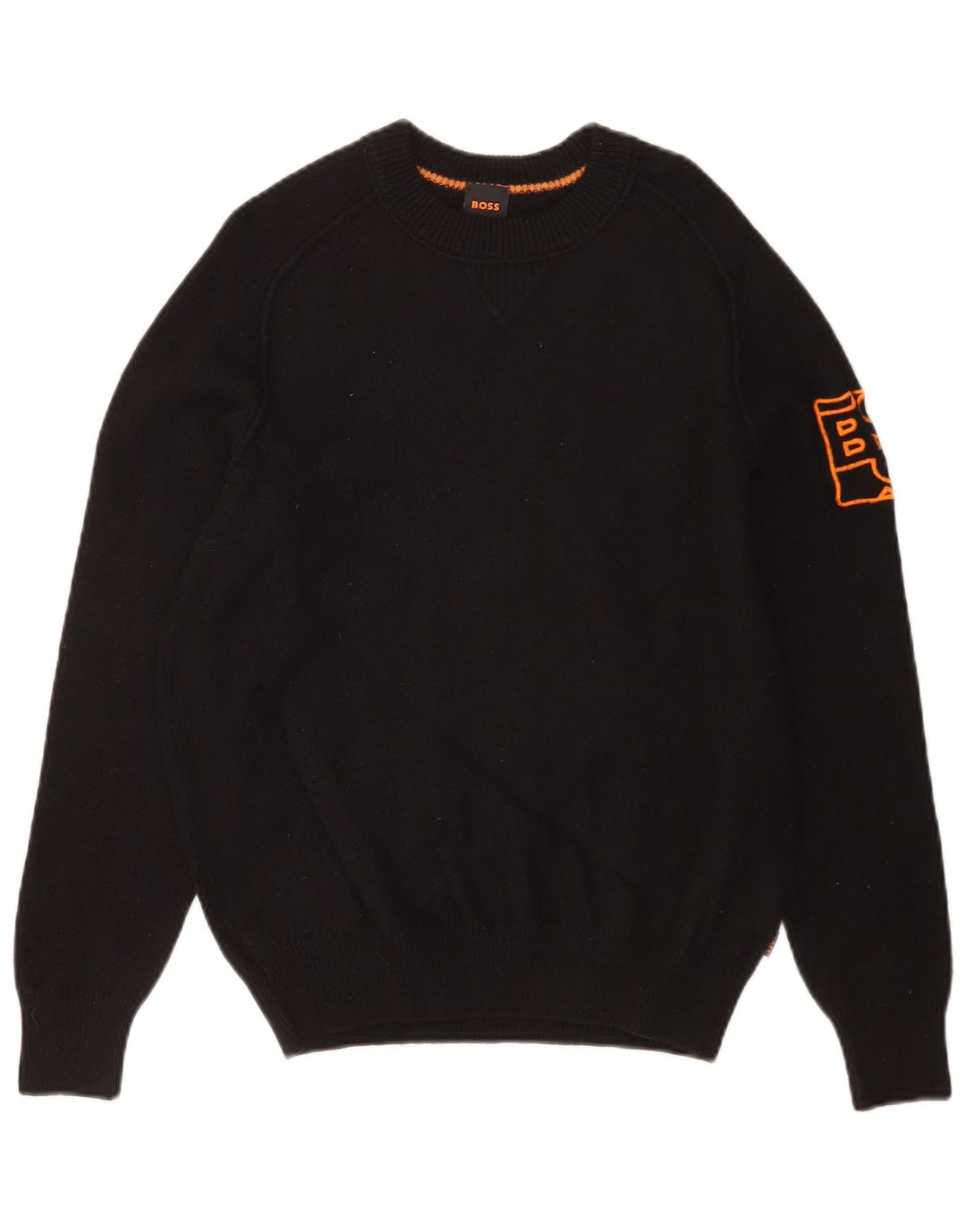 Hugo Boss Hombre | Jersey con cuello redondo y gráfico de algodón negro mediano