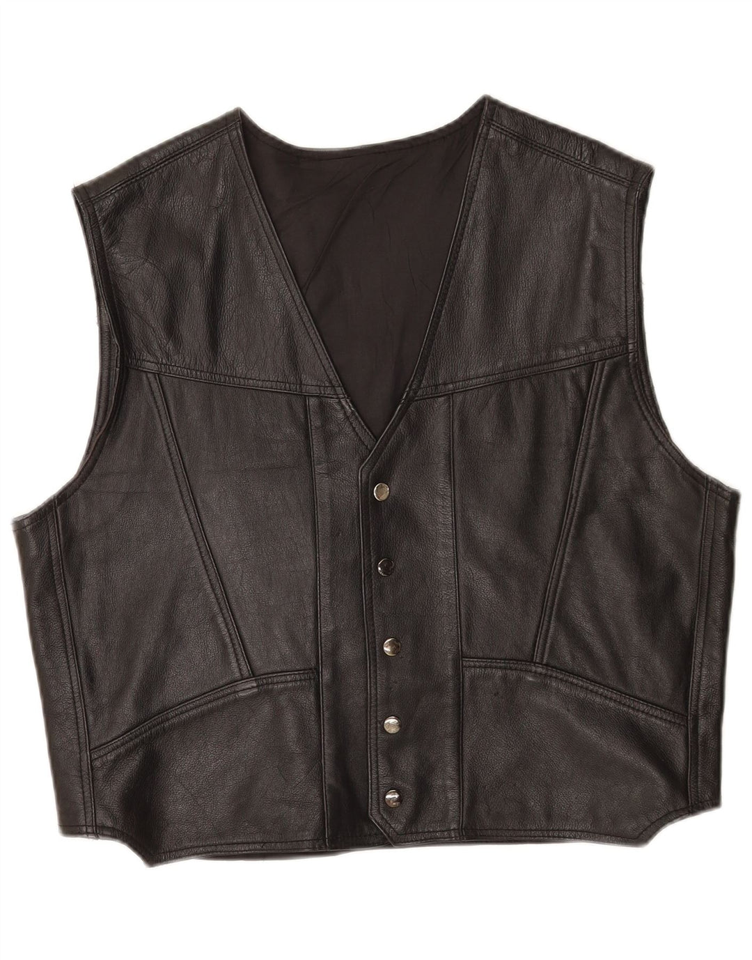 Chaleco de cuero vintage para hombre 2XL cuero negro