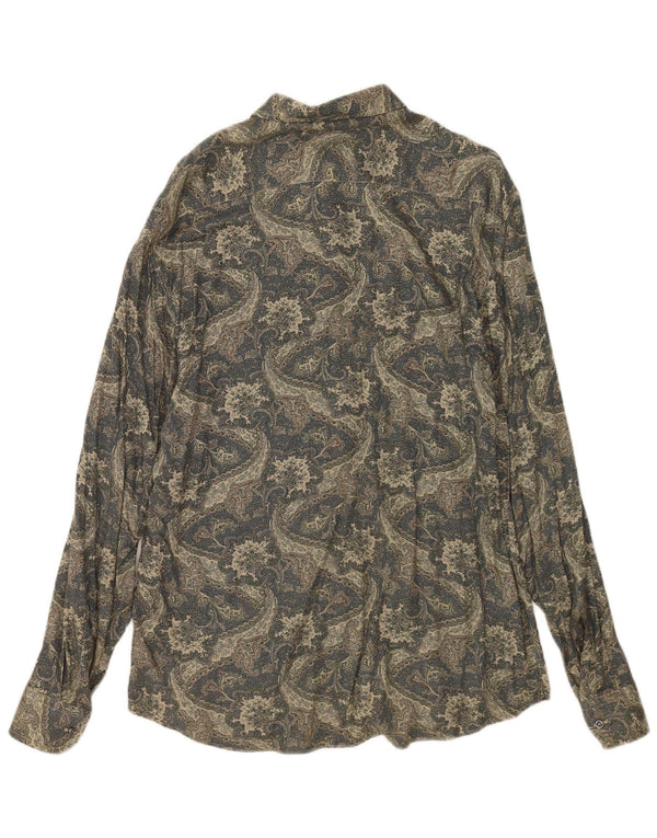 Camisa Vintage Hombre Talla 43 17 XL Verde Paisley Viscosa