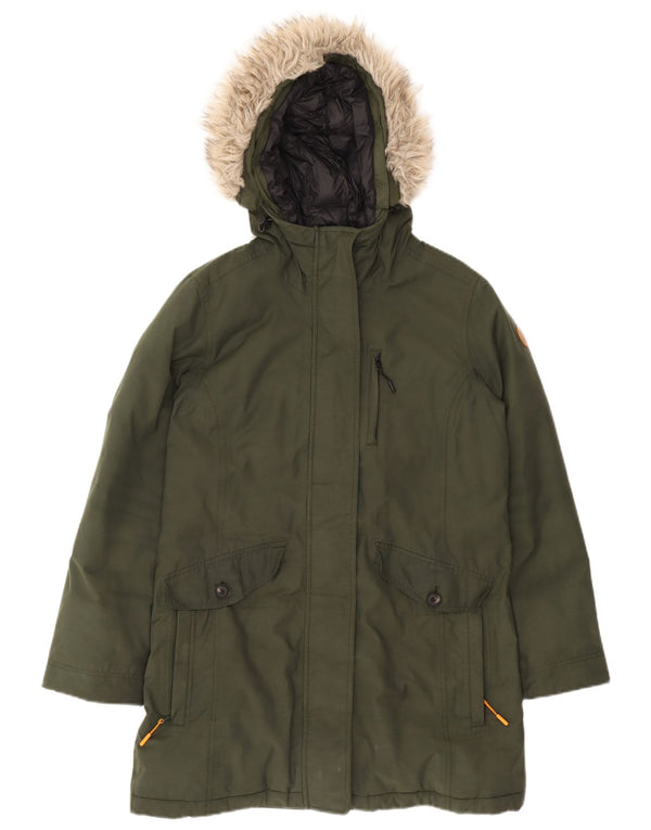 Timberland Parka con capucha para mujer UK 40 Poliéster verde medio