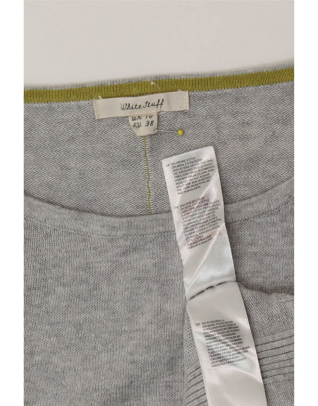 White Stuff Top extragrande para mujer, manga larga, talla 40, talla pequeña, color gris