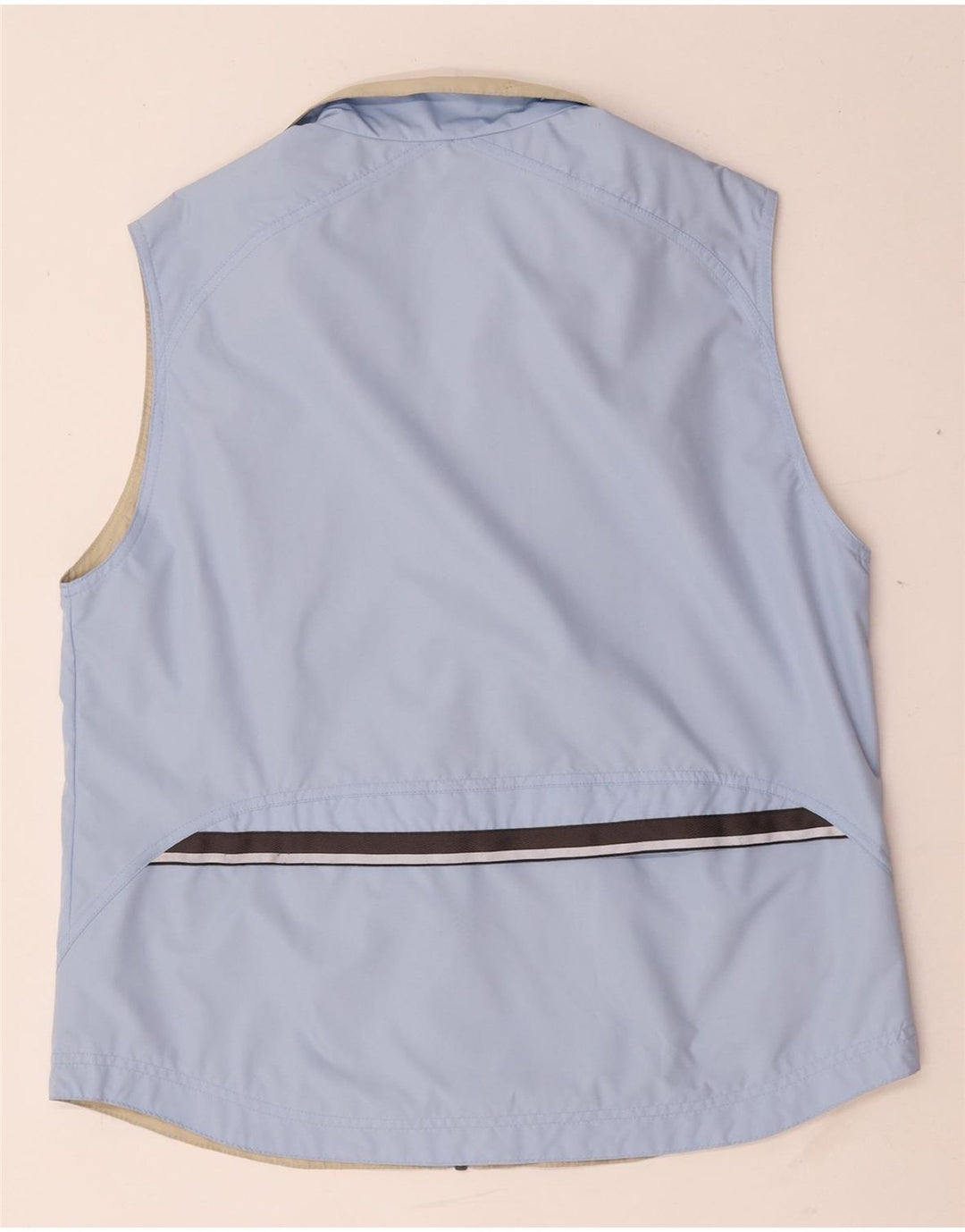 Vintage mujer sin mangas chándal top chaqueta IT 42 poliéster azul medio