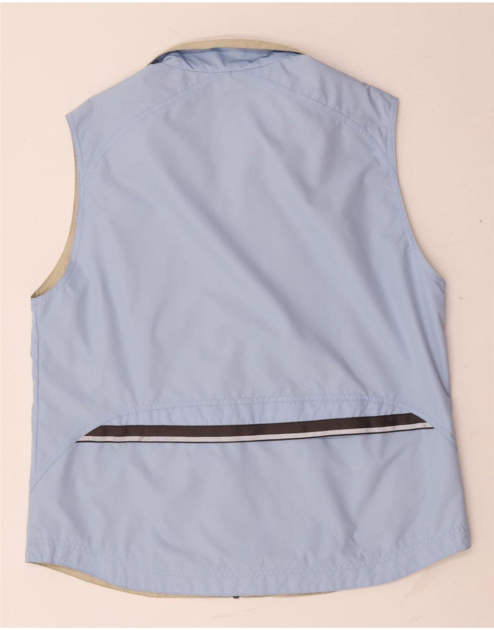 Vintage mujer sin mangas chándal top chaqueta IT 42 poliéster azul medio