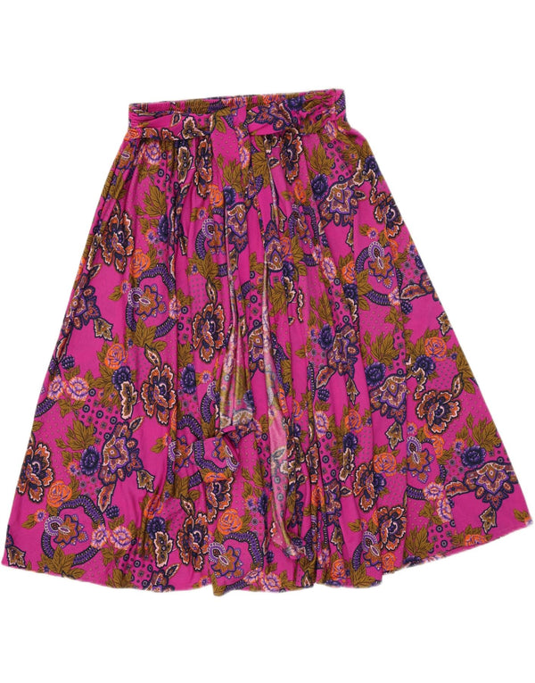 Falda acampanada vintage para mujer W34 Paisley rosa grande