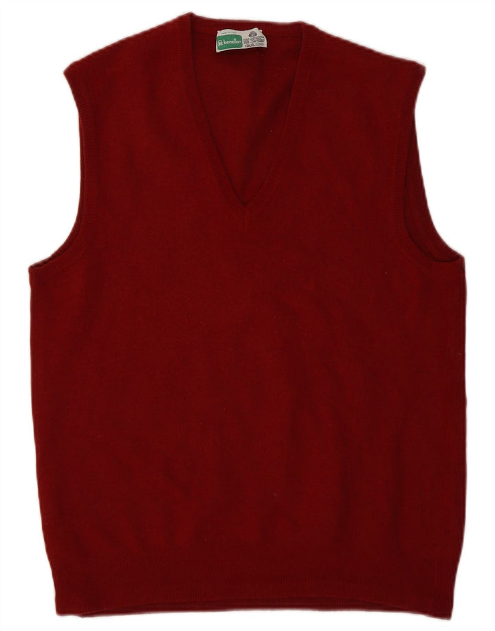 Benetton Camiseta Sin Mangas Sin Mangas IT 52 Large Granate Lana Virgen