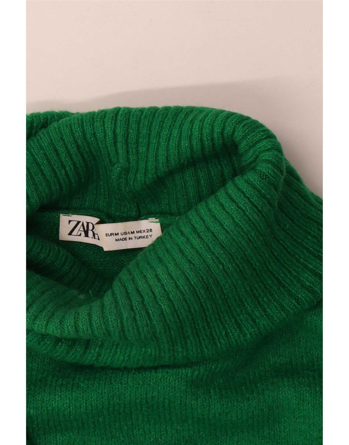Zara Mujer Jersey De Cuello Alto De Gran Tamaño UK 44 Verde Medio