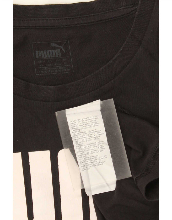 Puma Camiseta gráfica para hombre Top Medium Black Cotton