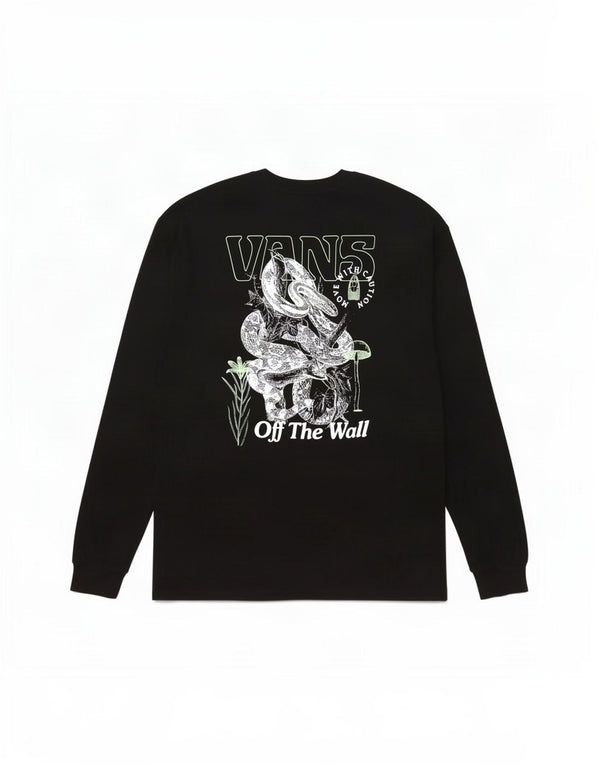 Vans Camiseta gráfica de ajuste clásico para hombre, manga larga, 2XL, algodón negro
