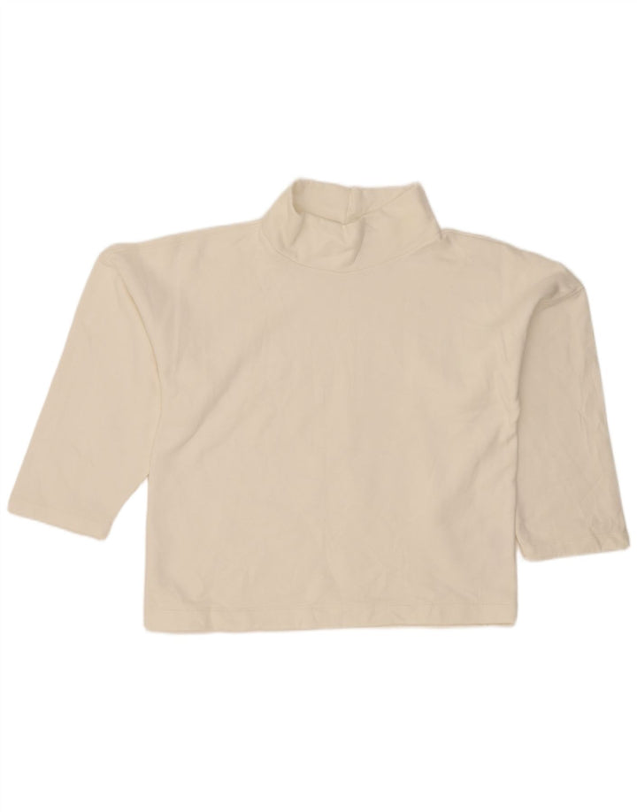 Zara Mujer Top Extragrande Manga 3/4 Reino Unido 10 Pequeño Algodón Blanco Roto