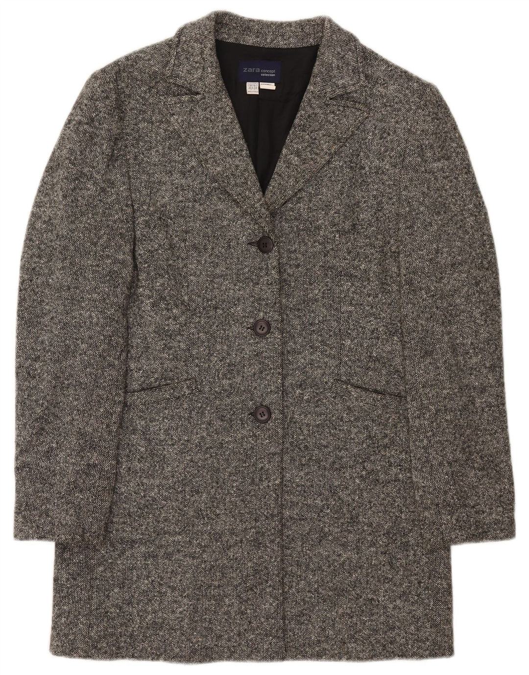 Zara Mujer Abrigo Extragrande EU 38 Pequeño Lana Gris