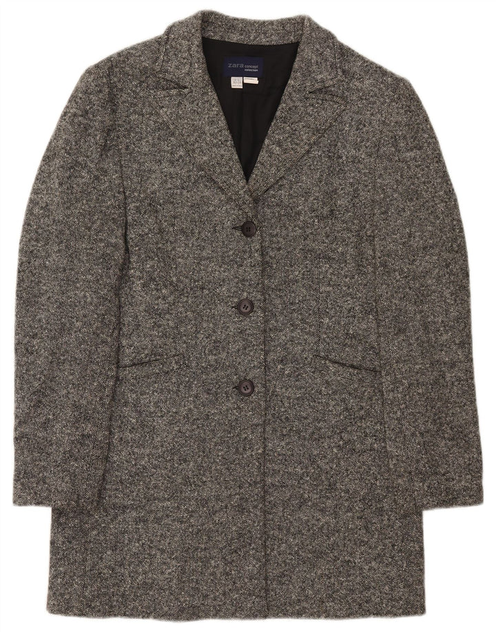 Zara Mujer Abrigo Extragrande EU 38 Pequeño Lana Gris