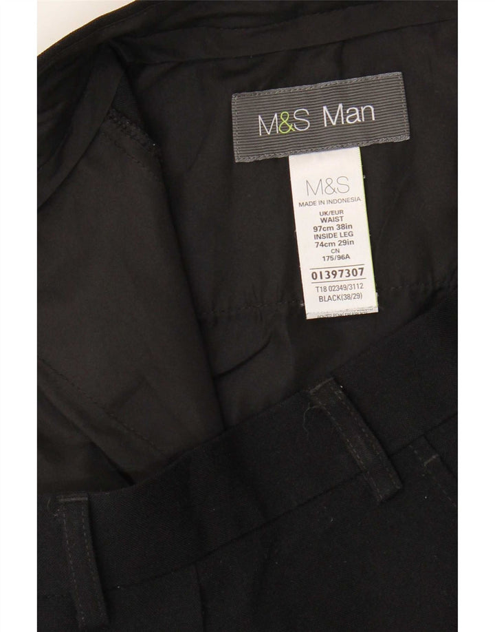 Marks & Spencer Pantalón chino recto para hombre W38 L29 Poliéster negro