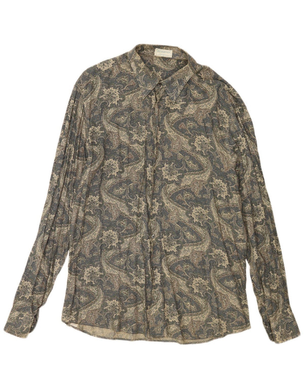 Camisa Vintage Hombre Talla 43 17 XL Verde Paisley Viscosa