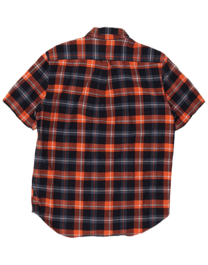 Camisa Timberland Hombre Manga Corta Regular Fit Cuadros Azul Marino Mediano