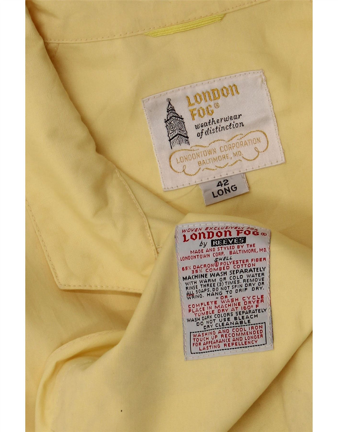 LONDON FOG Chaqueta Bomber para Hombre UK 42 XL Algodón Amarillo