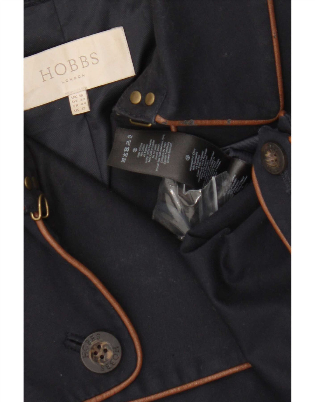 Hobbs Gabardina para mujer Reino Unido 16 Grande Azul marino Algodón