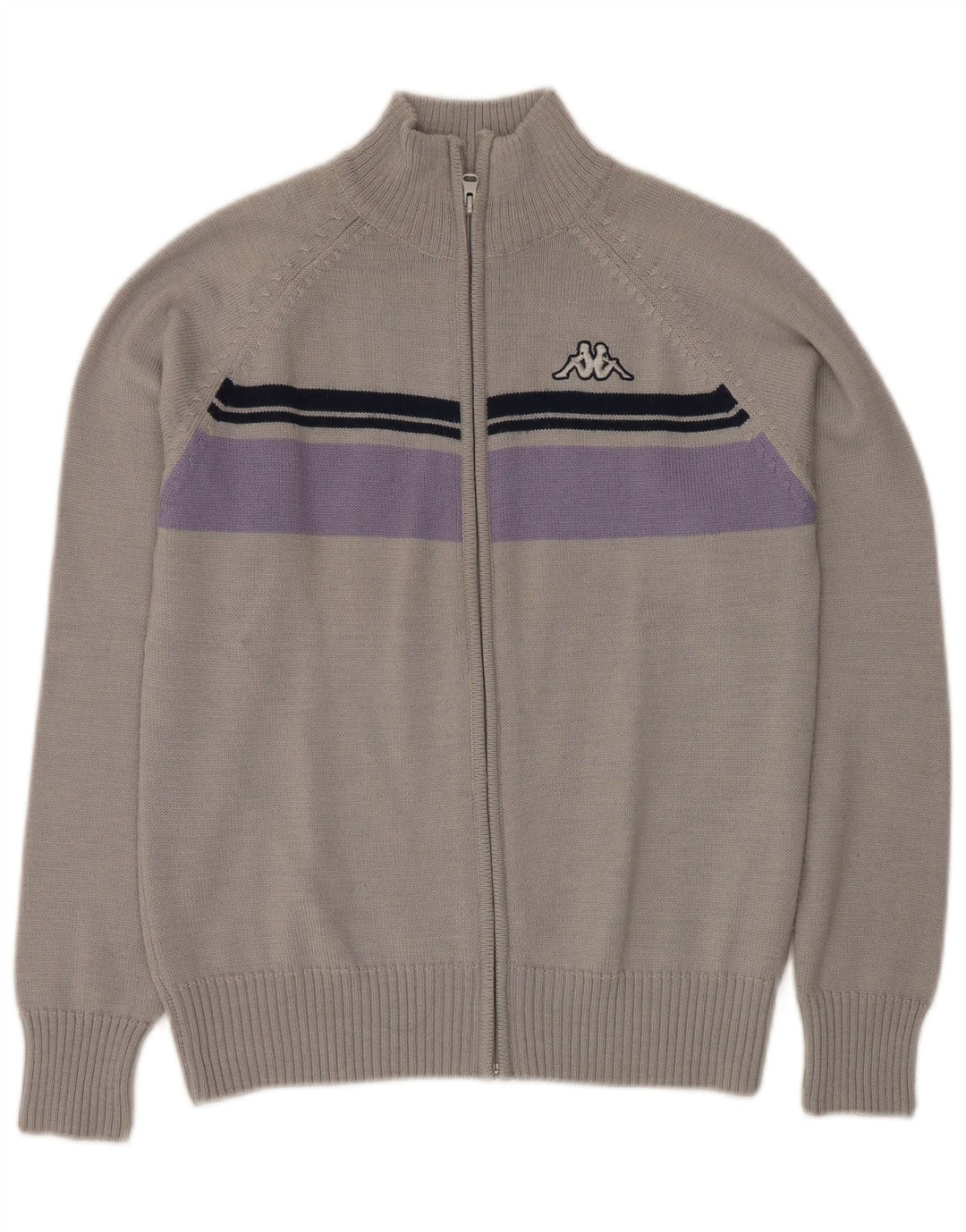 KAPPA Suéter Cárdigan para Mujer UK 44 Acrílico Color Block Gris Medio